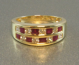 Ruby Diamond Checkerboard Band