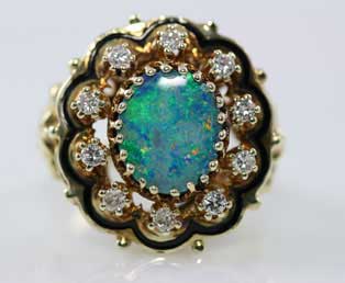 Black Opal Diamond Ring