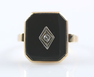 Black Onyx Diamond Ring