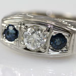 Vintage Diamond Sapphire Wedding Band