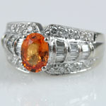 Orange Citrine Diamond Ring