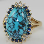 Turquoise Diamond Sapphire Ring