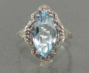 Aquamarine Silver Filigree Ring