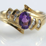 Lovely Estate Amethyst and Diamond Ring 14KT
