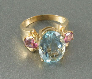 Aquamarine Red Tourmaline Ring