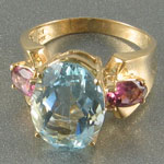 Aquamarine Red Tourmaline Ring