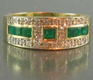 Custom Estate Diamond and Emerald 14KT Band