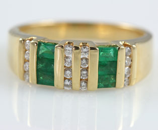 Emerald Diamond Gold Band