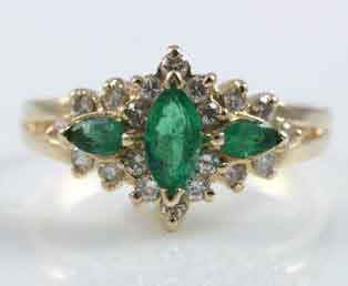 Three Emerald Diamond Ring