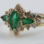 Three Emerald Diamond Ring