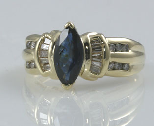 Marquise Blue Sapphire Diamond Ring