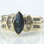 Marquise Blue Sapphire Diamond Ring