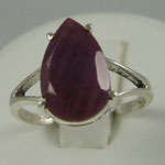 Natural Pear Shaped Ruby Ring Set in Sterling Silver