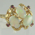 Fiery Estate 3 Opal and 4 Rubies 14KT Gold Ring