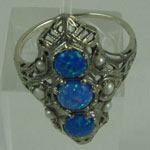 Opal and Seed Pearl Sterling Silver Ring