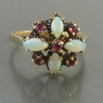 Estate Opal and Ruby Ring 10KT