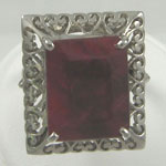 Huge Natural Ruby and Sterling Silver Filigree Ring