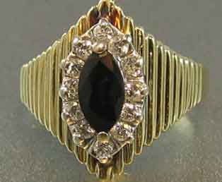 Sapphire Cigar Band Gold Ring
