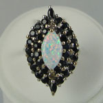 Blue Sapphire and Opal 14KT White Gold Dinner Ring