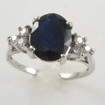 Large Oval 3.07ct. t.w. Dark Blue Sapphire and Diamond 14kt White Gold Ring