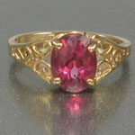 Charming Pink Topaz and 14KT Gold Filigree Ring