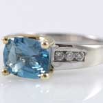 Estate London Blue Topaz and Diamond 14KT White Gold Ring