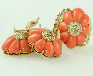Orange Coral Diamond Jewelry Set
