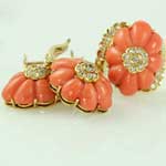 Orange Coral Diamond Jewelry Set