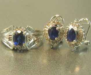Sapphire Ring Earring Set