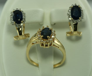 Vintage Sapphire Ring Earrings Matching