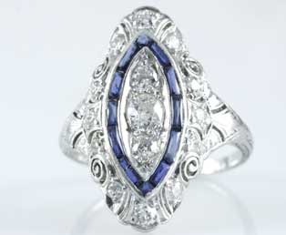 Art Deco Diamond Sapphire Ring