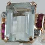 1940s Big Aquamarine Ruby Ring