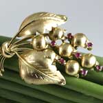Tiffany Ruby Gold Leaf Brooch