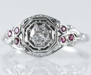 Estate Ruby Diamond Engagement Ring