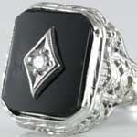 Black Onyx Gold Filigree Ring