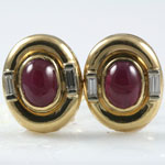Vintage Ruby Cabochon Earrings