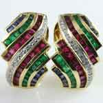 Multi Natural Stone Gold Earrings