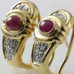 Ruby Cabochon Diamond Earrings
