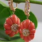 Orange Coral Diamond Earrings