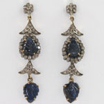 Deco Sapphire Cabochon Earrings
