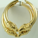 Rams Head Gold Loop Earrings