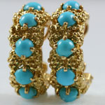Persian Turquoise Gold Earclips