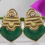 Green Chalcedony Gold Earrings