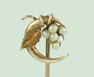 Crescent Seed Pearl Tie Pin