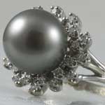 Natural Tahitian Pearl Diamond Ring