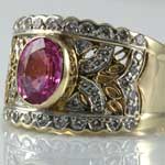 Vintage LeVian Pink Sapphire Diamond Ring