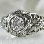Floral Filigree Diamond Engagement Ring
