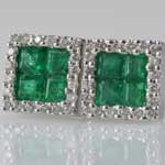 Emerald Diamond Pierced Earrings