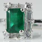 1ct Emerald Diamond Ring