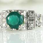 Emerald Diamond White Gold Ring